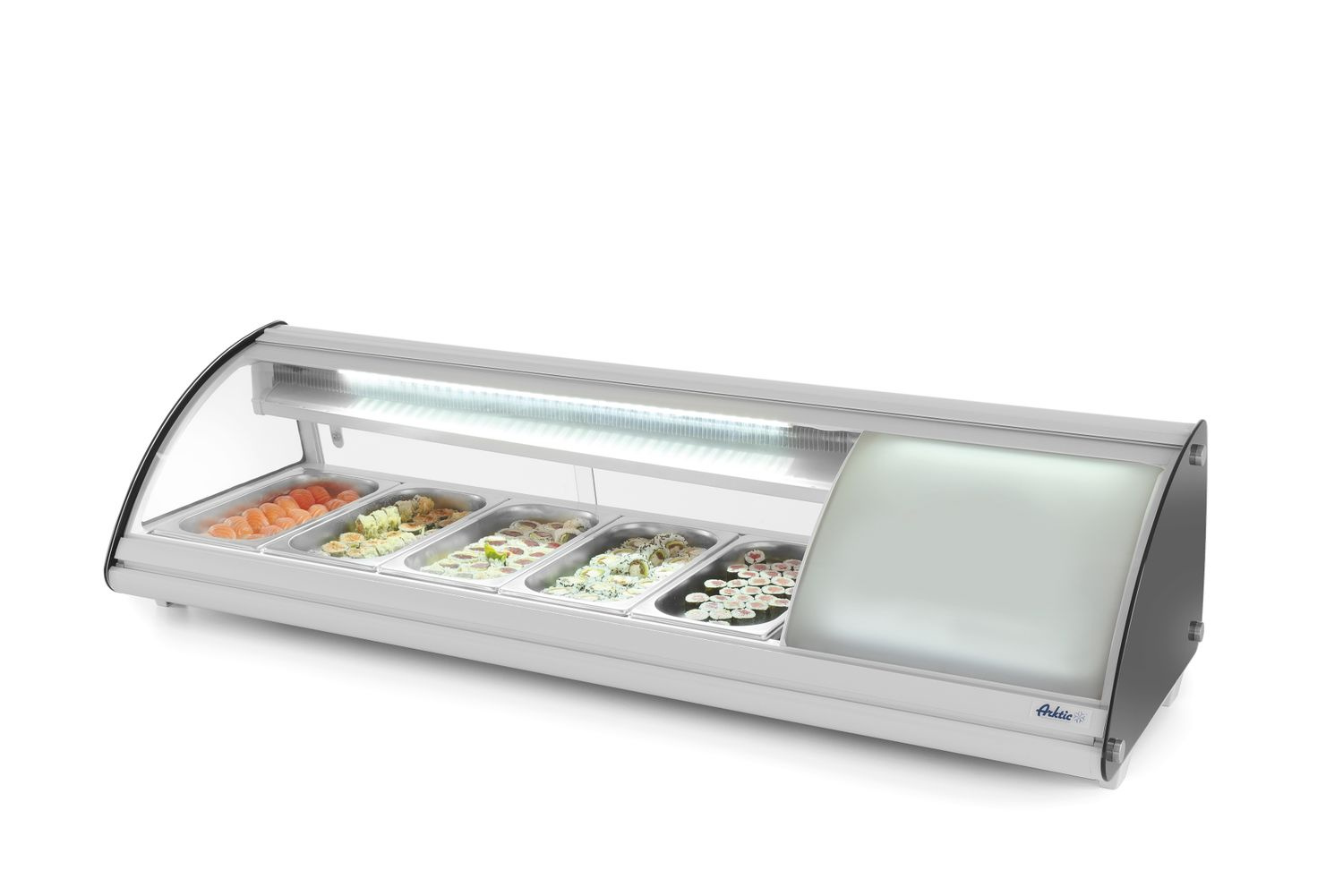 Sushi hűtővitrin, 63 l, LED, 3-7°C, 130,7x45x33 cm | HENDI 233757