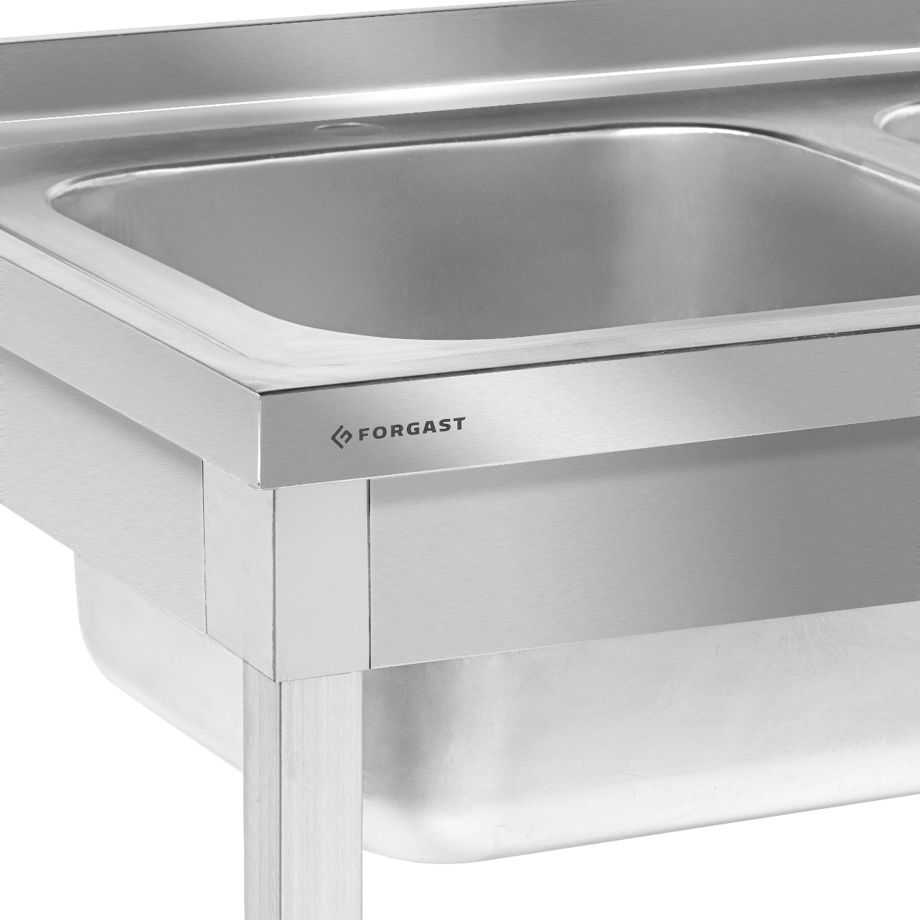 Rozsdamentes acél asztal 2 medencés mosogatóval, polccal 100x60x85, csavarozott | FORGAST FG15339