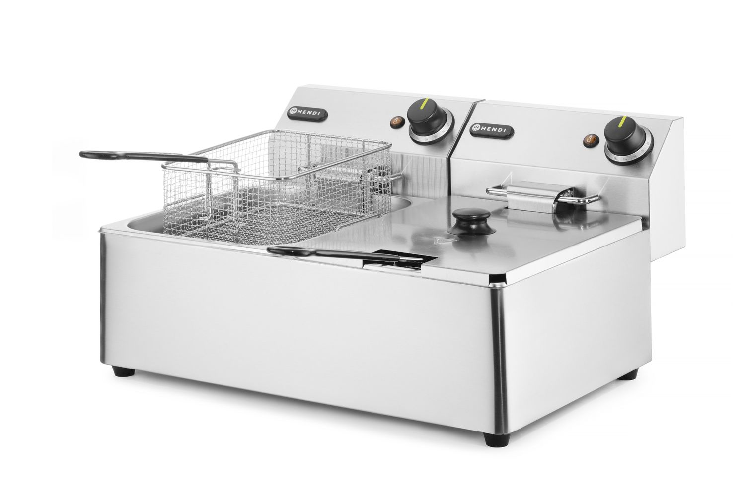Elektromos olajsütő Blue Line, 2 medencés, 2x6 l, 2x3,3 kW | HENDI 205853