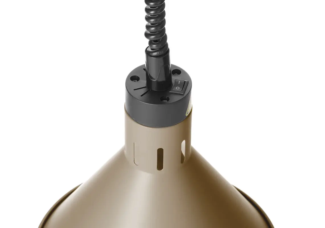 Ételek melegen tartására szolgáló függő lámpa, kúpos, bézs, 230V/250W | HENDI 273777