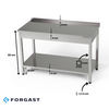 Rozsdamentes munkaasztal polccal 60x60x85 cm | FORGAST