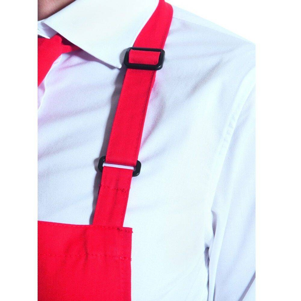 Konyhai kötény Basic 75 x 90 cm zsebbel és csattal piros | KARLOWSKY BLS 5-8-Stck