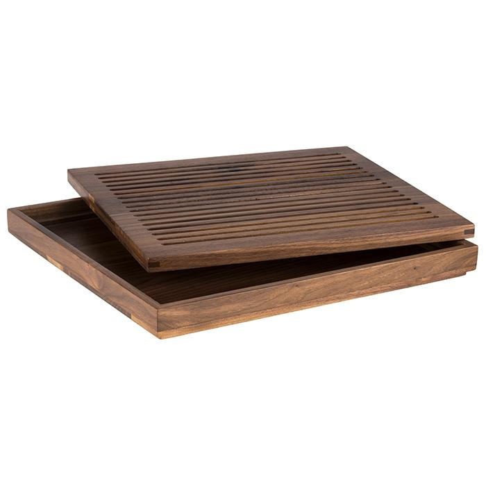 Vágódeszka kenyérhez kivehető GN 2/3 tálcával, 35.4x32.5x3.5 cm | APS 911