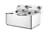 Elektromos olajsütő Kitchen Line 2 medencés, 2x8 l, hidegzóna, 2x3,5 kW | HENDI 205839