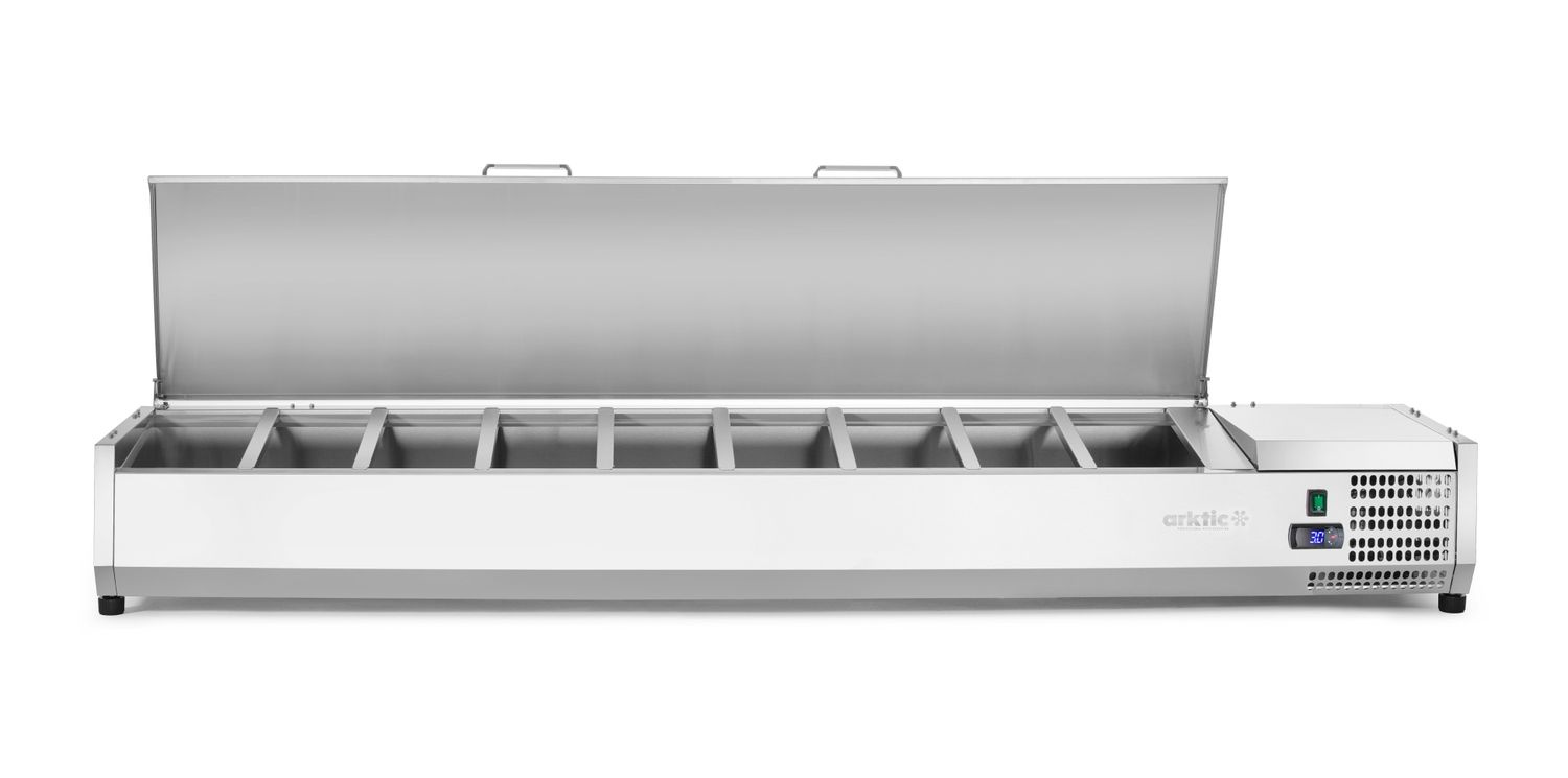 Hűtött feltétfeltöltő fedéllel, 9 GN 1/3, 200,5x39,5x29 cm, 0-8°C | ARKTIC 233993