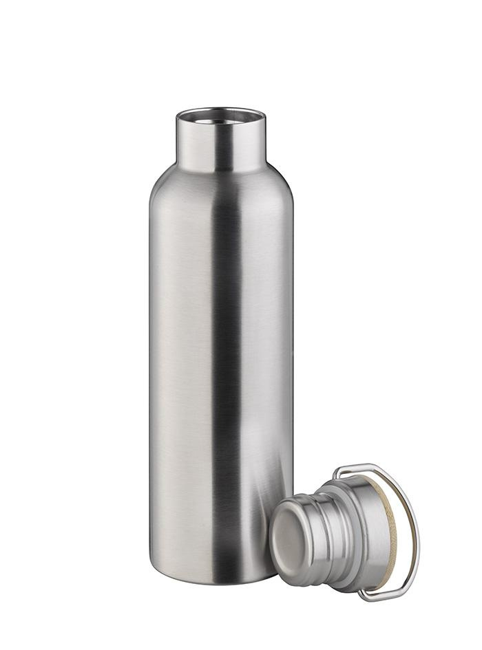Termosz palack „H2O YEAH!”, rozsdamentes acél, bambusz fedél, 750 ml | APS 66906