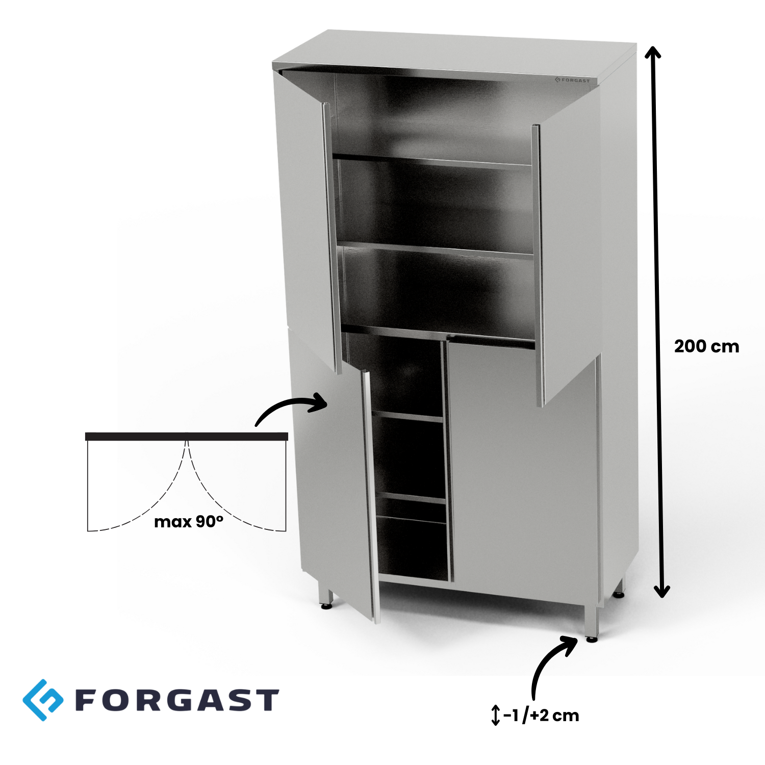 Tárolószekrény osztott 100x60x200 cm | FORGAST