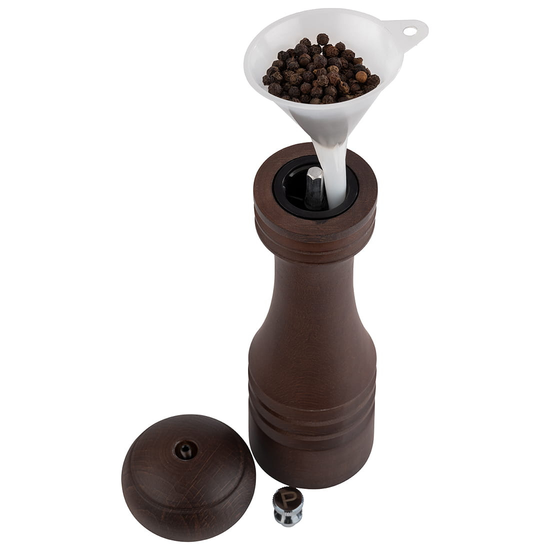Borsőrlő, állítható, bükkfa, sötétbarna Ø5,5 x 15,5 cm | APS 40571