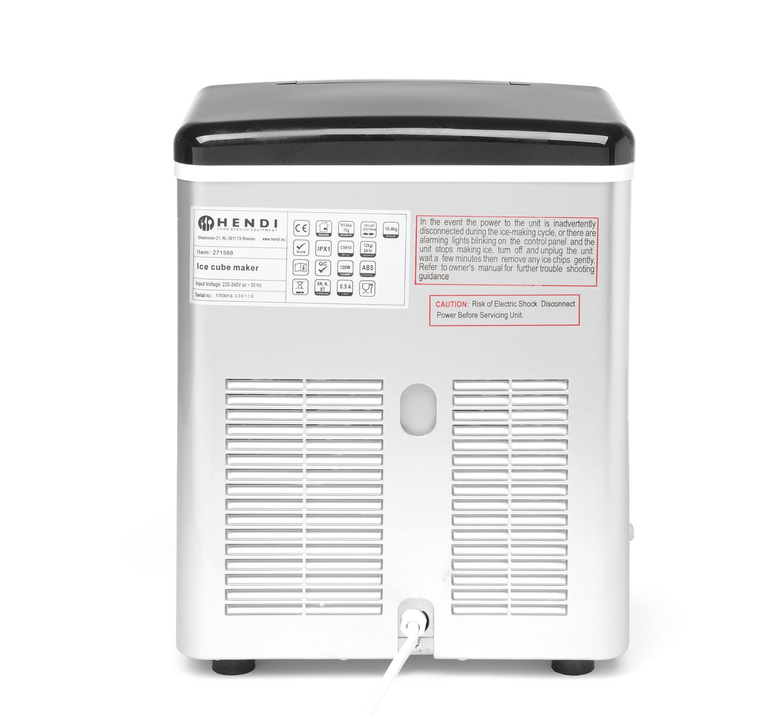 Jégkockakészítő Kitchen Line 12, 12 kg/24h, 3,2 l, 130 W | HENDI 271568