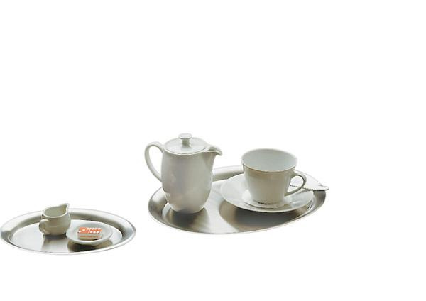 Tálca KAFFEEHAUS ovális, polírozott, matt, rozsdamentes acélból, 20x14.5x0.5 cm | APS 30111