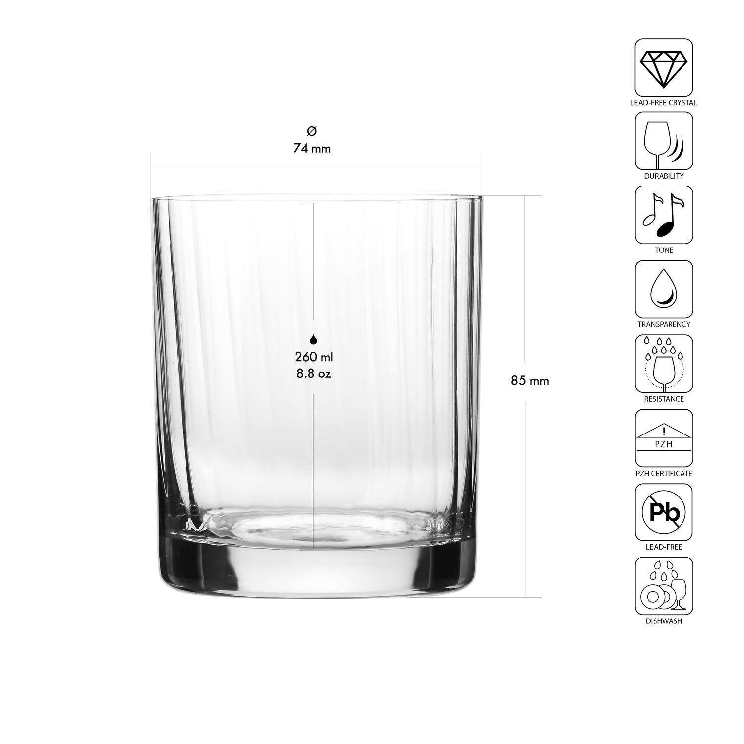 XNO TUMBLER 260 ICE OPTIC poharak, 260 ml, 6 darabos készlet | KROSNO GLASS F682482022058U70