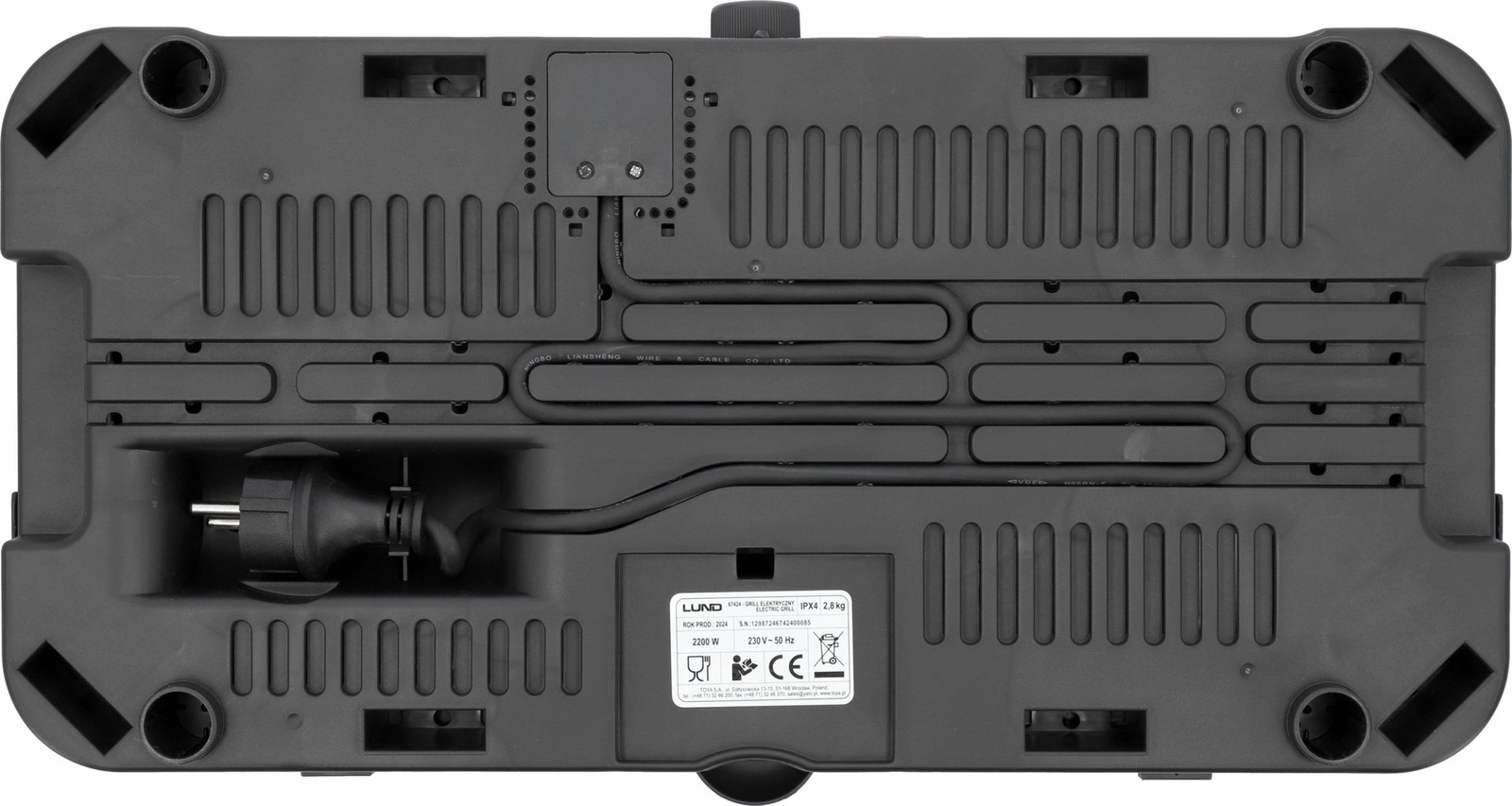 Elektromos álló grill bordázott sütőlappal, 2,2 kW | LUND 67424