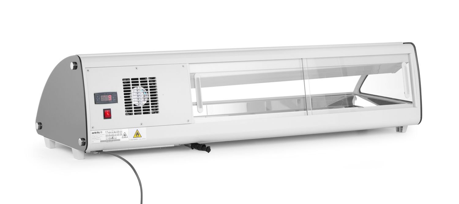 Sushi hűtővitrin, 63 l, LED, 3-7°C, 130,7x45x33 cm | HENDI 233757