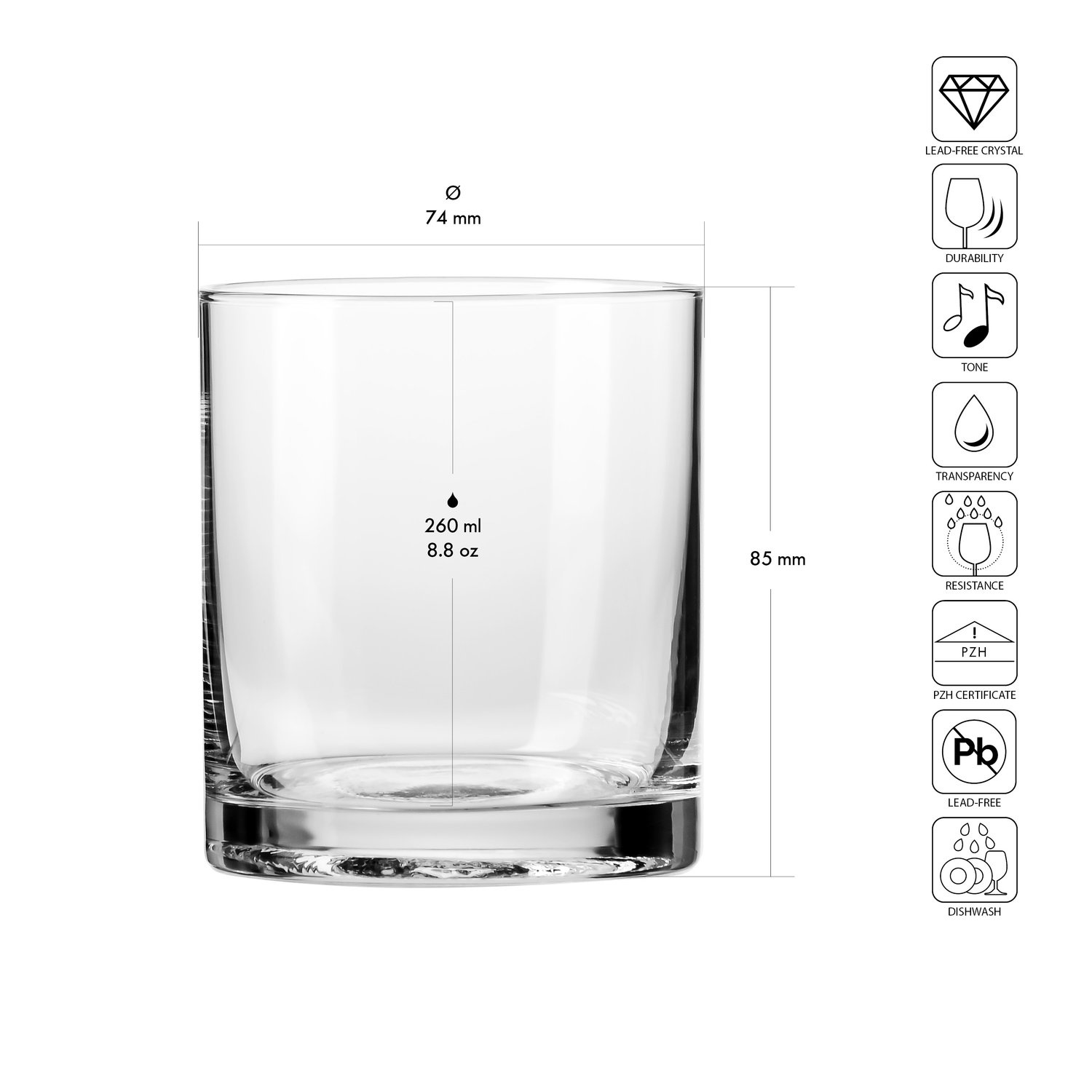 Poharak XNO TUMBLER 260 ICE 260 ml, 6 darabos készlet | KROSNO GLASS F682482022058U80