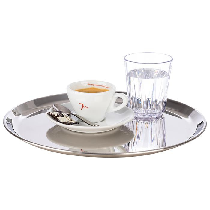 Tálca KAFFEEHAUS kerek, fényesre polírozott, rozsdamentes acélból, 27x1,5 cm | APS 30148