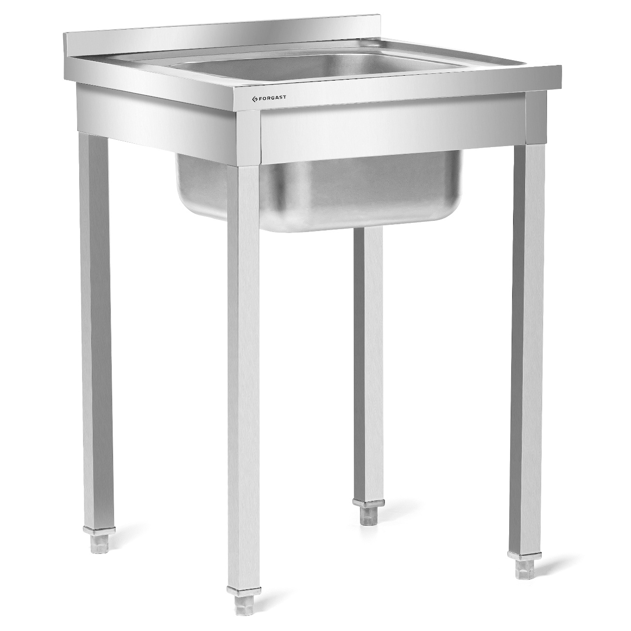 Rozsdamentes acél asztal 1 medencés mosogatóval 60x60x85 csavarozott | FORGAST FG15334