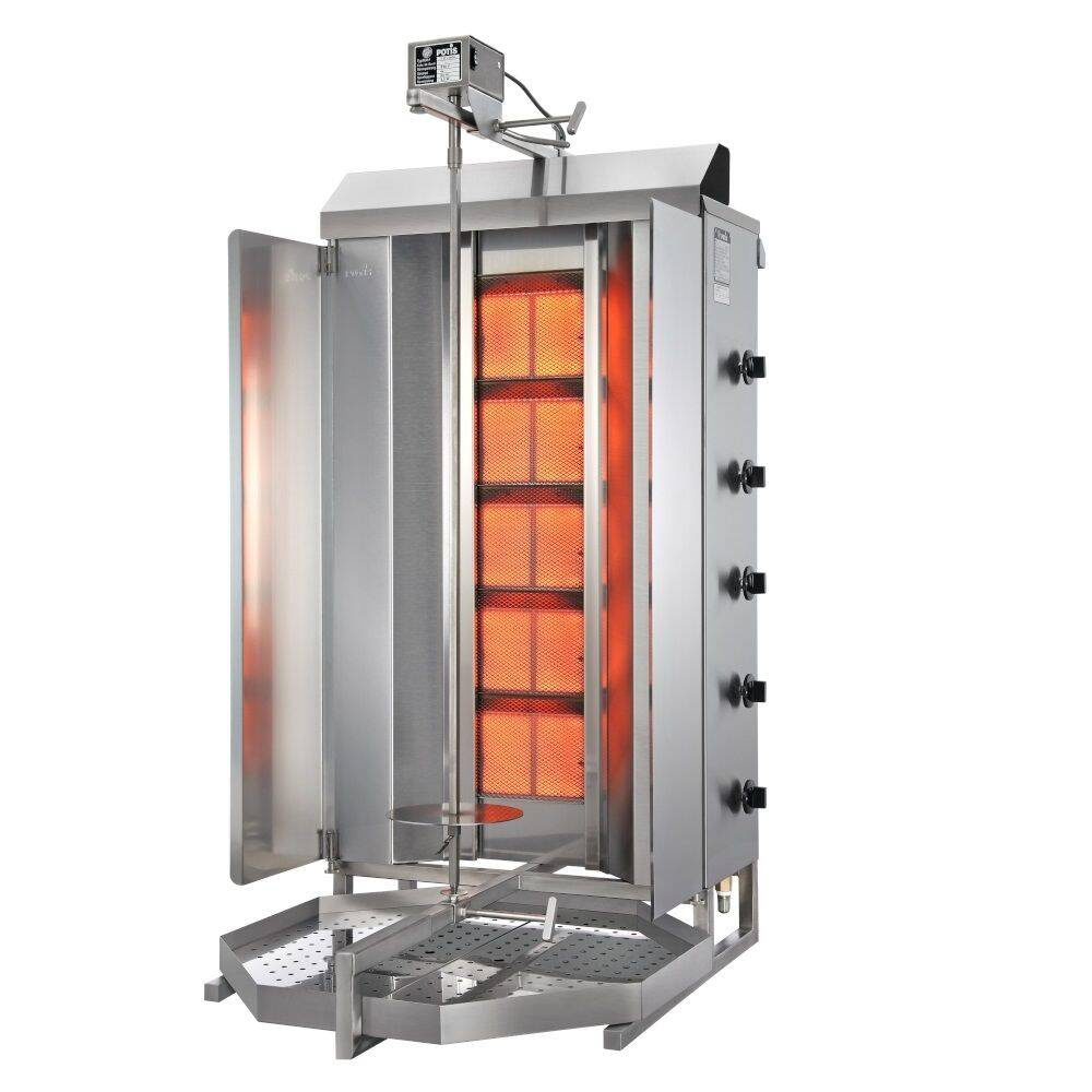 Gyros (kebab) gázüzemű Potis GD-5, 5 fűtőzóna, akár 120 kg kapacitás, LPG gázüzem | POTIS PG1502