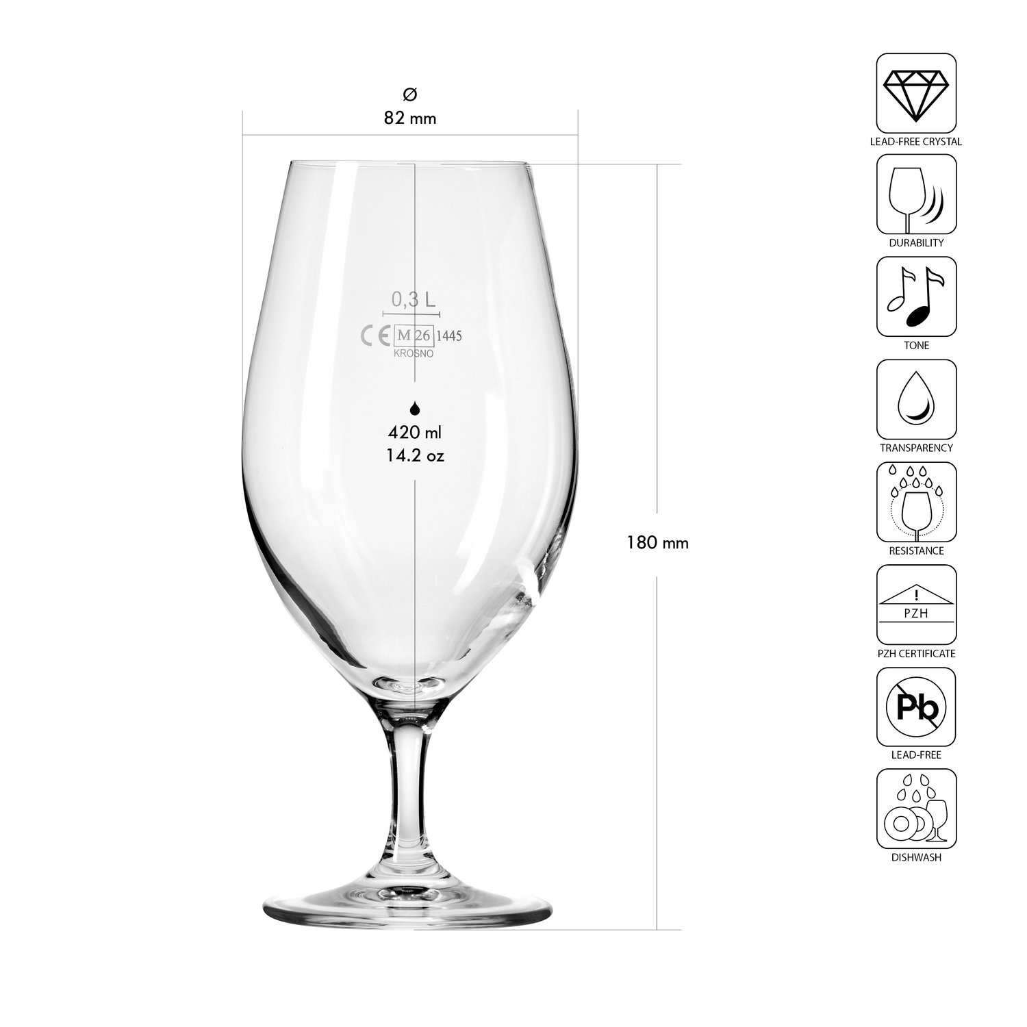 Sörös kehelypoharak BEER GOBLET 420, XNO, 420 ml, 6 darabos készlet | KROSNO GLASS F57D456040001020