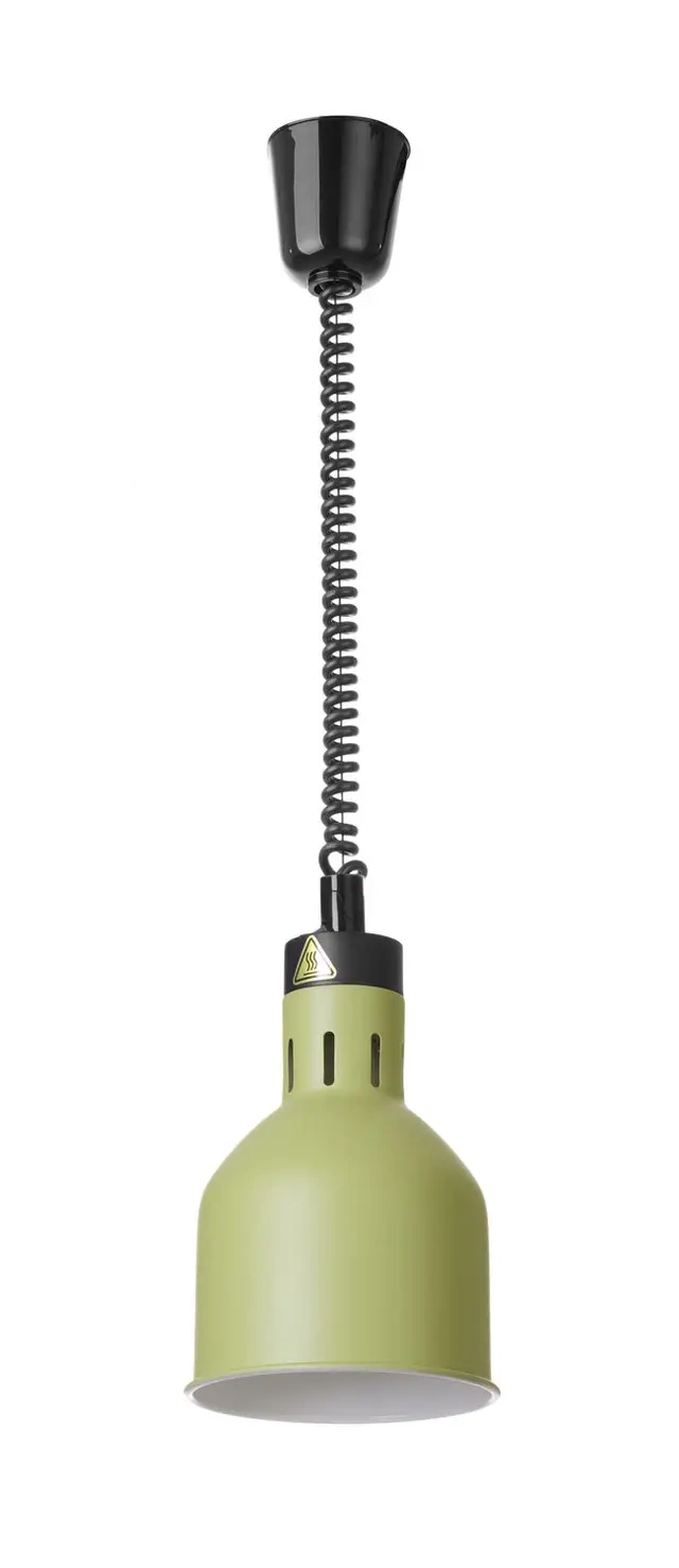 Ételek melegen tartására szolgáló függő lámpa, hengeres, zöld, 230V/250W | HENDI 273791