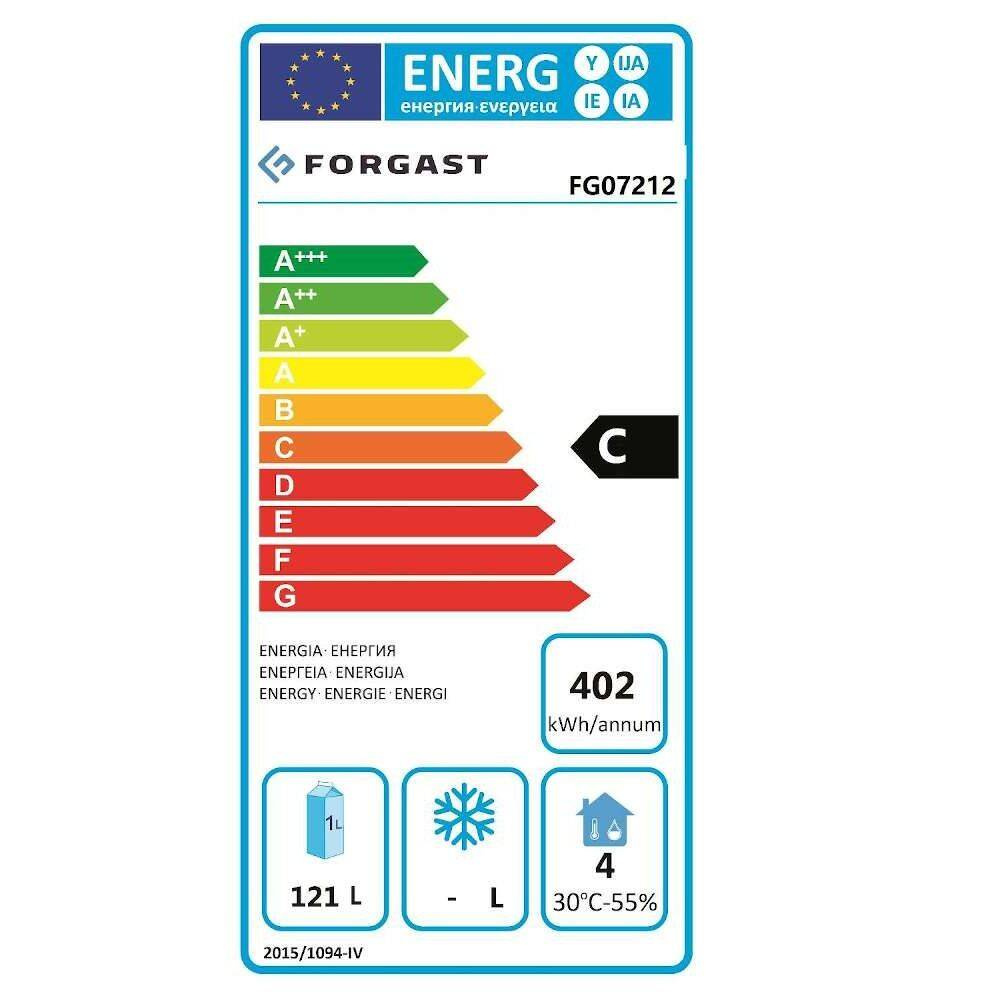 Hűtött aláépíthető üvegajtós szekrény 140 l | FORGAST FG07212
