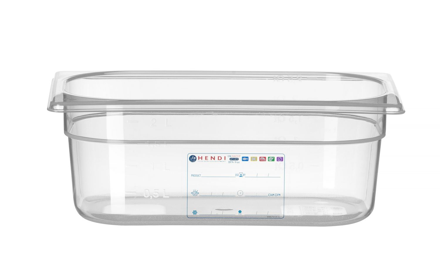 GN 1/4 tárolóedény, 10 cm mély, HACCP polipropilénből | HENDI 880371