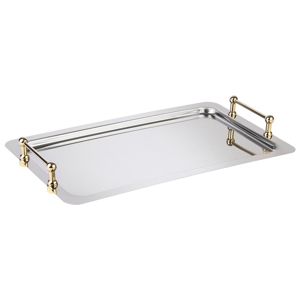 GN 1/1 BUFFET STAR rendszertálca, rozsdamentes acél, aranyozott fogantyúk, 53x32,5x6,5 cm | APS 11155
