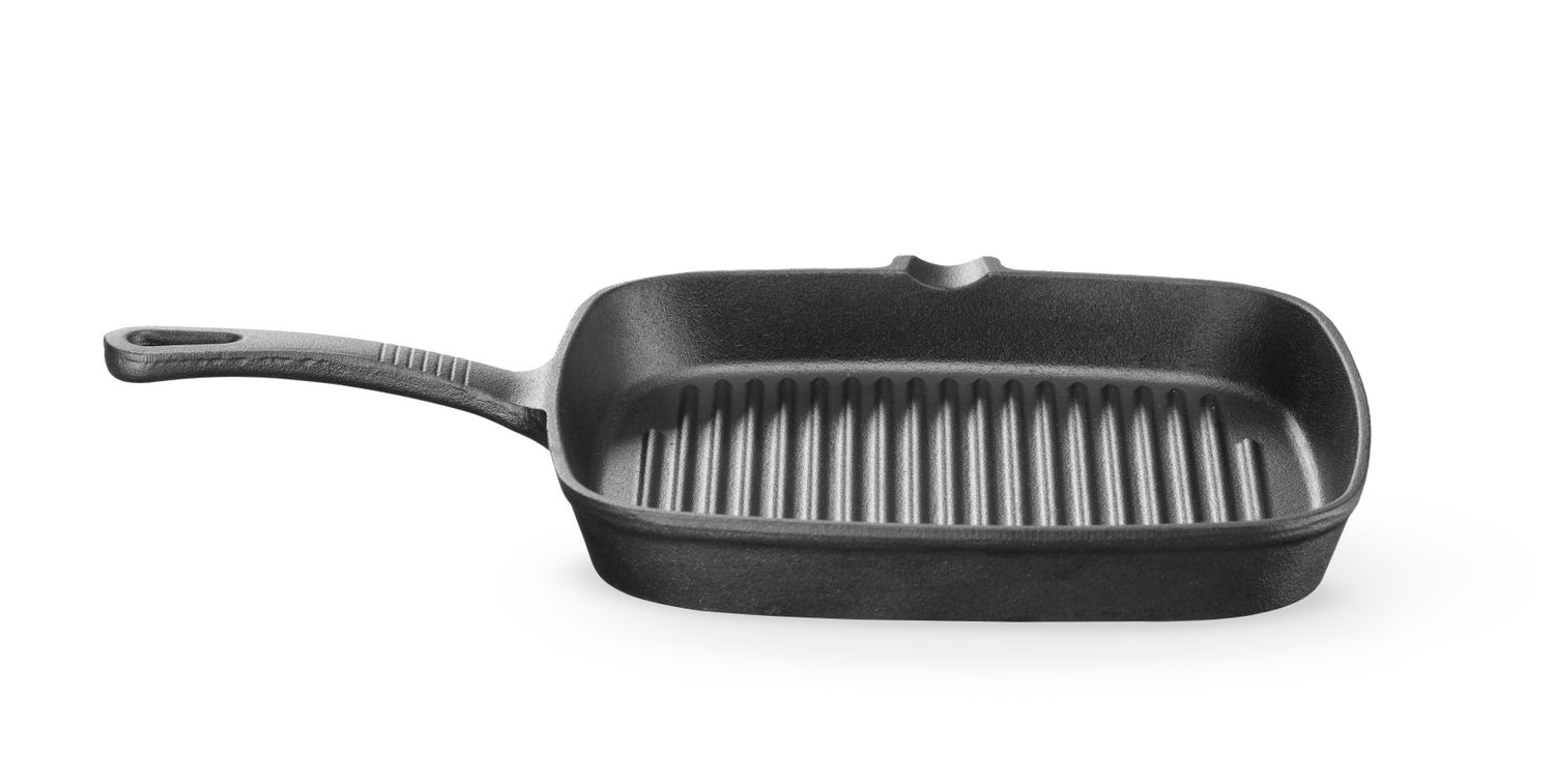 Grill serpenyő öntöttvas négyzet alakú, mérete: 23x23 cm | HENDI 629932