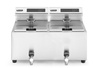 Elektromos olajsütő digitális panellel, leeresztőcsappal, 2x8 l, 2x3.5 kW | HENDI 207376