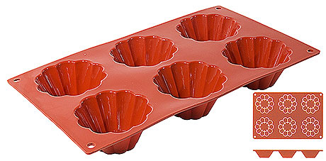 Muffinforma Briochette 8x3 cm, 6 mélyedéses, szilikon | CONTACTO 6638/863