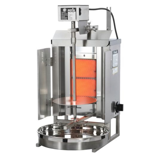 Gyros (kebab) gázüzemű Potis GD-1, legfeljebb 7 kg kapacitás, 3.5 kW, LPG cseppfolyós gázzal működik | POTIS PG1102