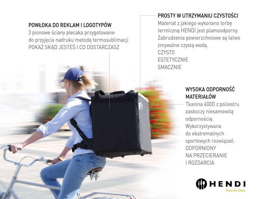 Hőszigetelt hátizsák 75 l, merevített, 10 doboz, 41x41x49 cm | HENDI 709801