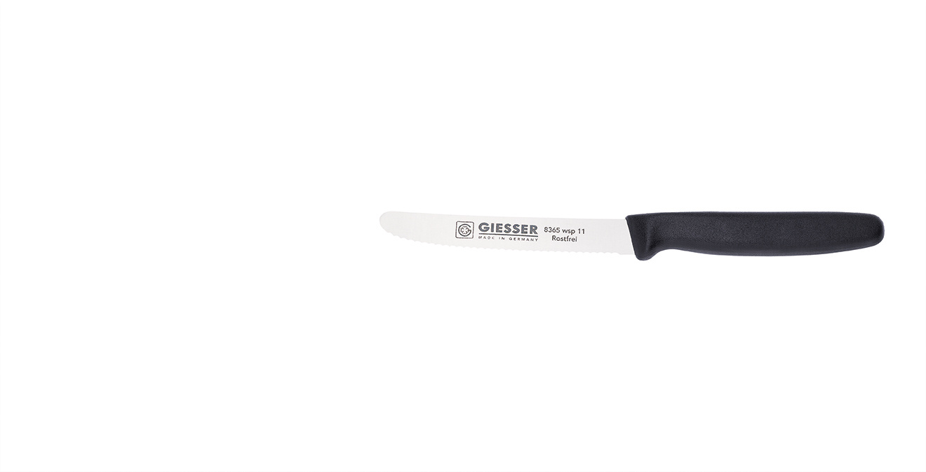 Univerzális kés hullámos éllel - 11 cm, fekete | GIESSER MESSER 8365 wsp 11