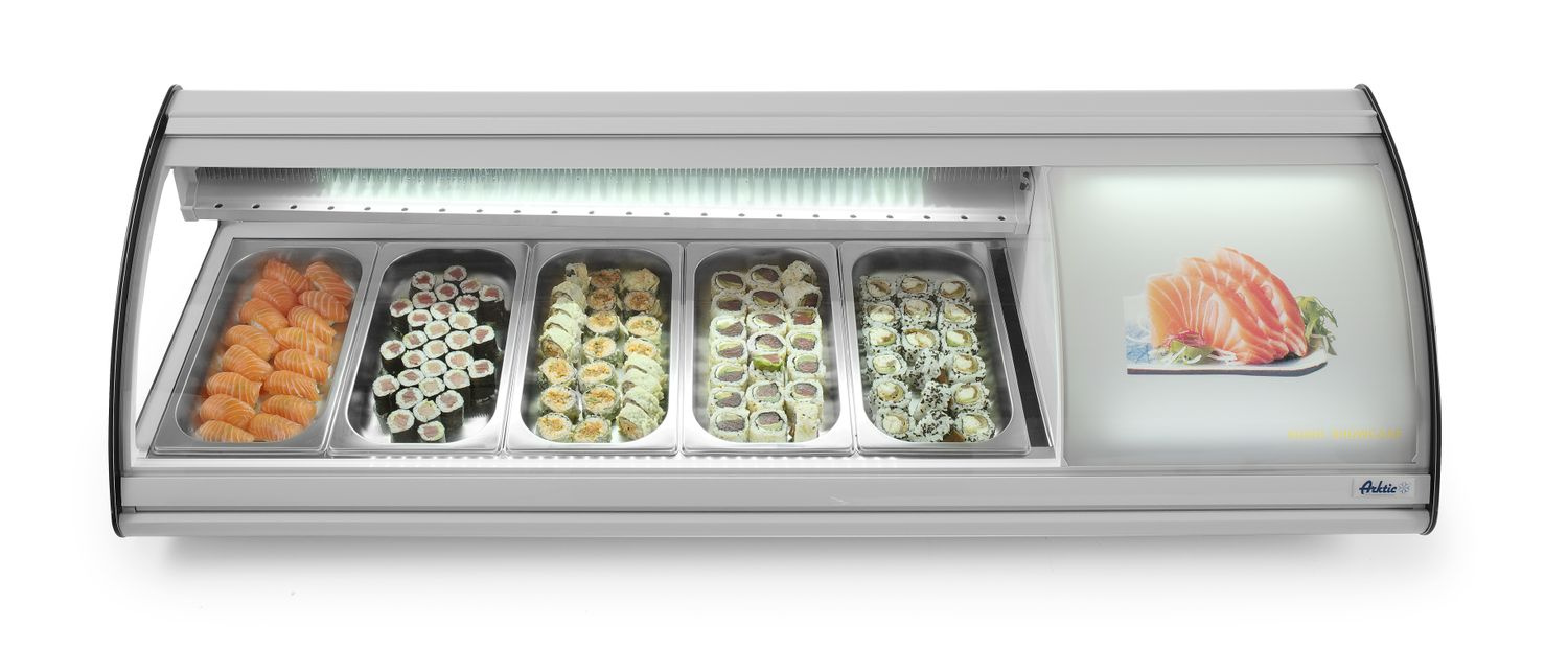 Sushi hűtővitrin, 63 l, LED, 3-7°C, 130,7x45x33 cm | HENDI 233757