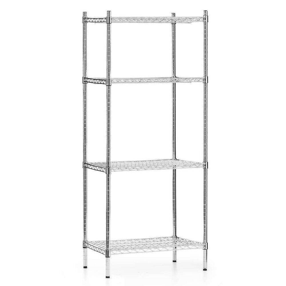 Krómacél raktári polc, 4 polccal, 61x45,5x180 cm, összecsukható | FORGAST FG15131