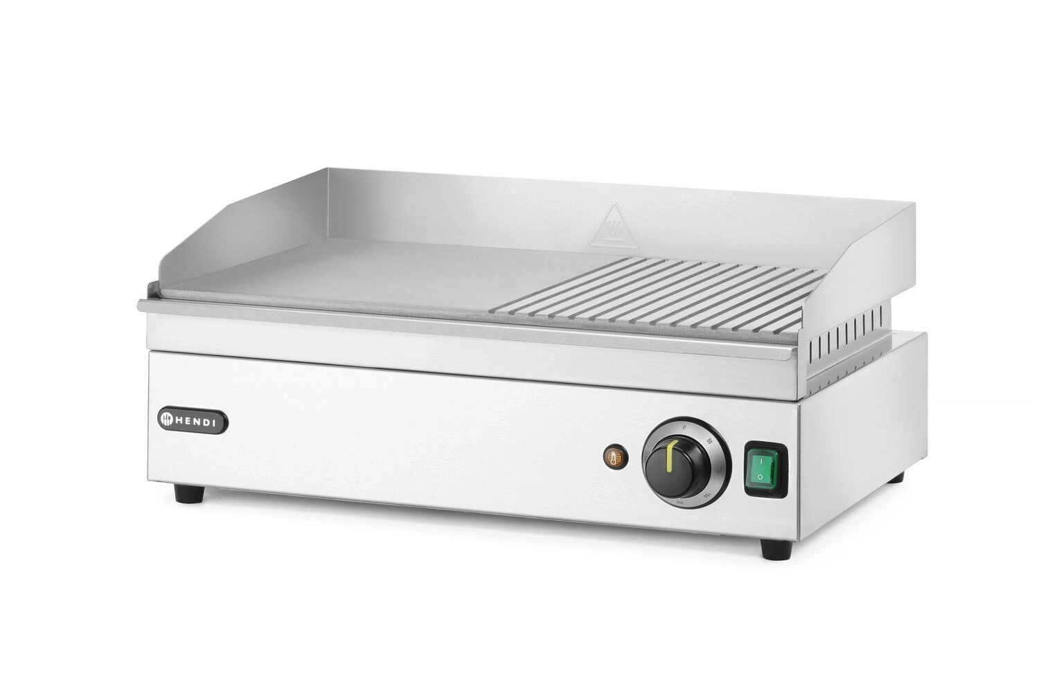 Kitchen Line elektromos grillsütő lap, 1/2 sima 1/2 bordázott, 2.4 kW, 51,8x33 cm | HENDI 154946