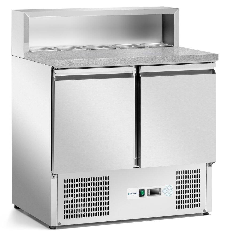 Hűtött pizzakészítő asztal 2 ajtóval, 257 l, feltéttel | FORGAST FG07202