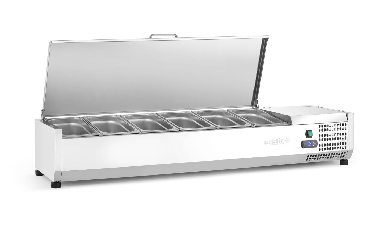 Hűtött feltétfeltöltő fedéllel 6 GN 1/3, 2-8°C, 0,18 kW | HENDI 233955