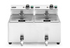 Elektromos 2 medencés olajsütő leeresztő csappal, 2x8 l, 2x3.5 kW | HENDI 209301