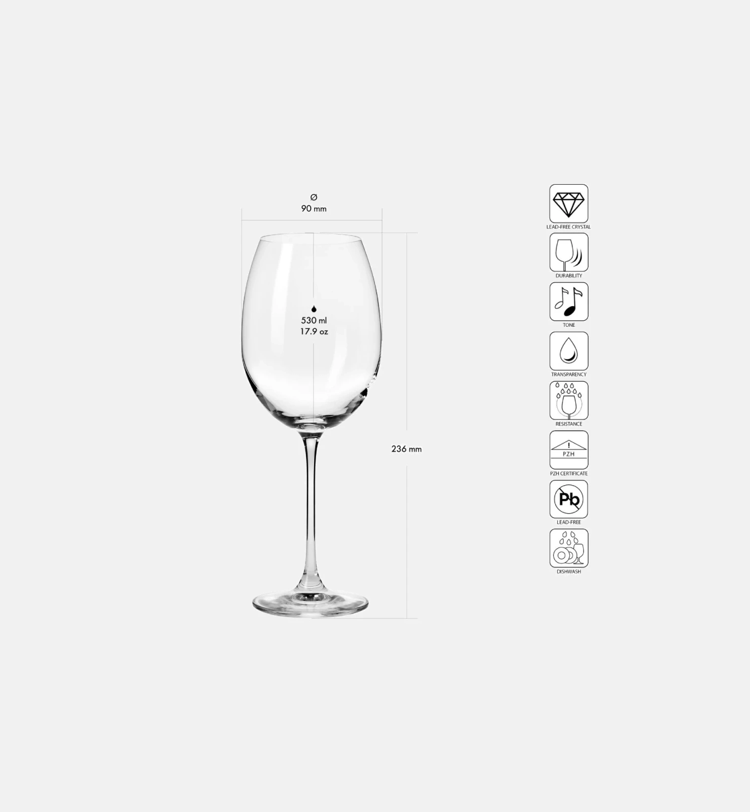 Poharak WINE 530, 530 ml, 6 darabos készlet | KROSNO GLASS F578281048076P70
