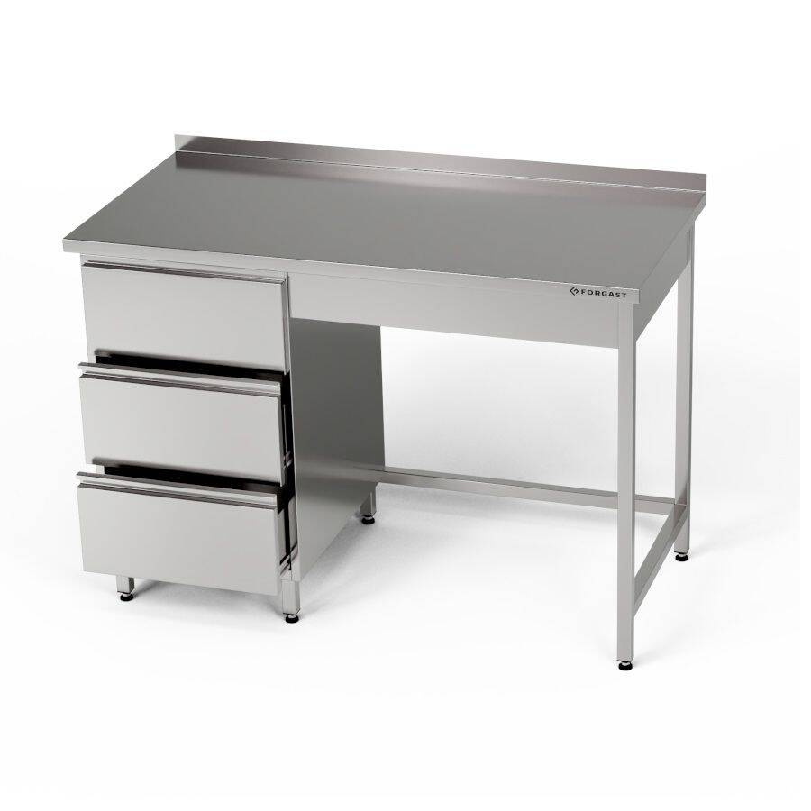 Rozsdamentes munkasztal fiókos blokkal 200x60x85 cm | FORGAST