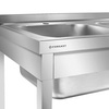 Rozsdamentes acél asztal 2 medencés mosogatóval 100x60x85 csavarozott | FORGAST FG15335