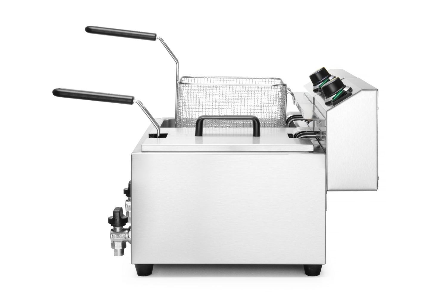 Elektromos 2 medencés olajsütő leeresztő csappal, 2x8 l, 2x3.5 kW | HENDI 209301