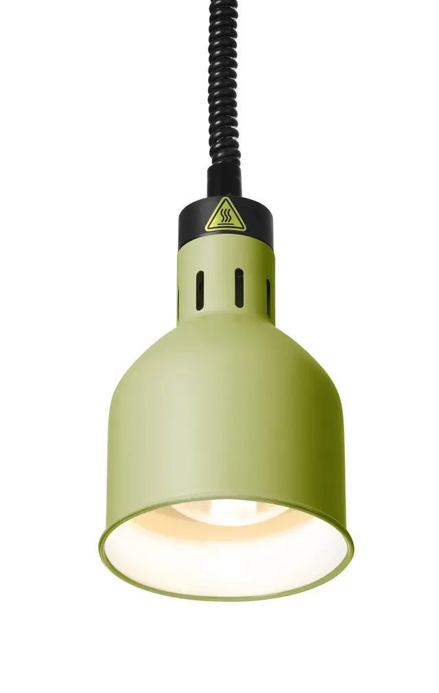 Ételek melegen tartására szolgáló függő lámpa, hengeres, zöld, 230V/250W | HENDI 273791