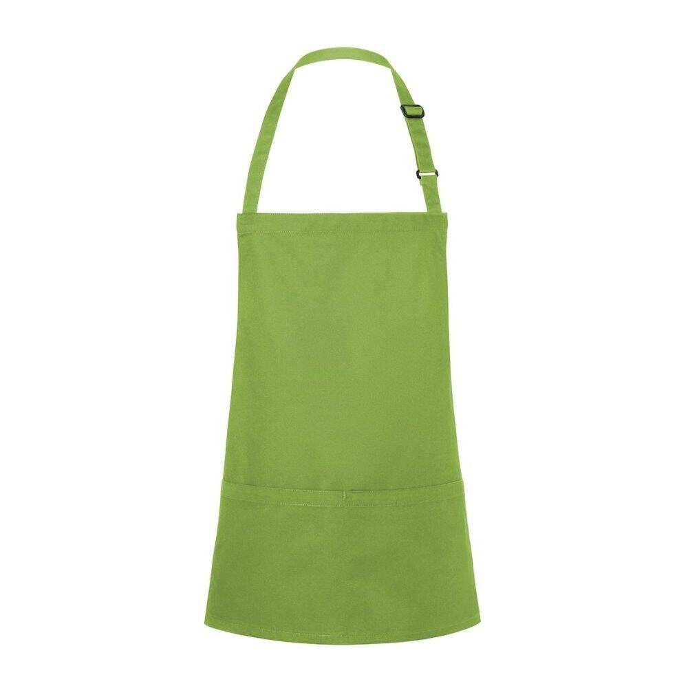 Rövid kötény Basic 75 x 60 cm zsebbel és csattal limezöld | KARLOWSKY BLS 6-81-Stck