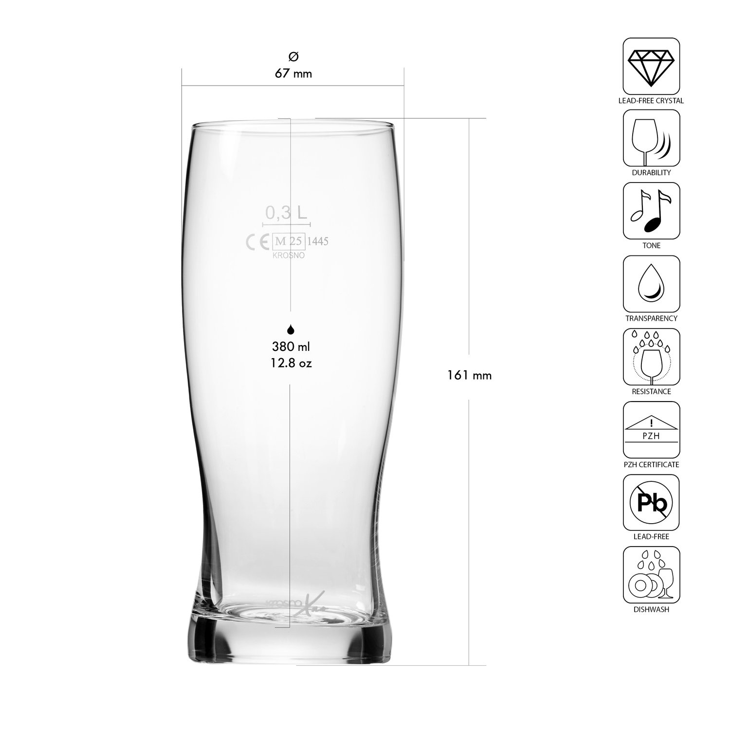 Söröspoharak XNO BEER TUMBLER 390 ICE, 390 ml, 6 darabos készlet | KROSNO GLASS F687334030025380