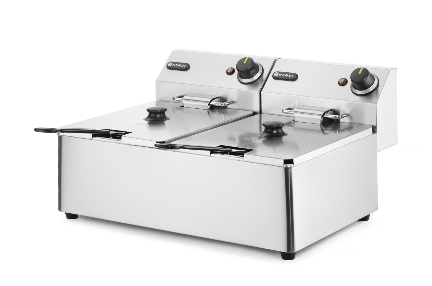 Elektromos olajsütő Blue Line, 2 medencés, 2x6 l, 2x3,3 kW | HENDI 205853
