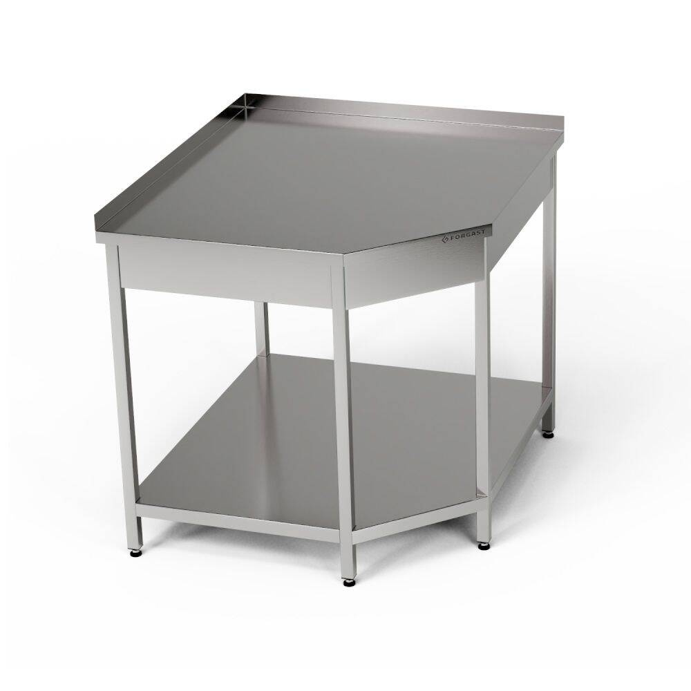Rozsdamentes sarok munkasztal polccal 96,8x60x85 cm | FORGAST