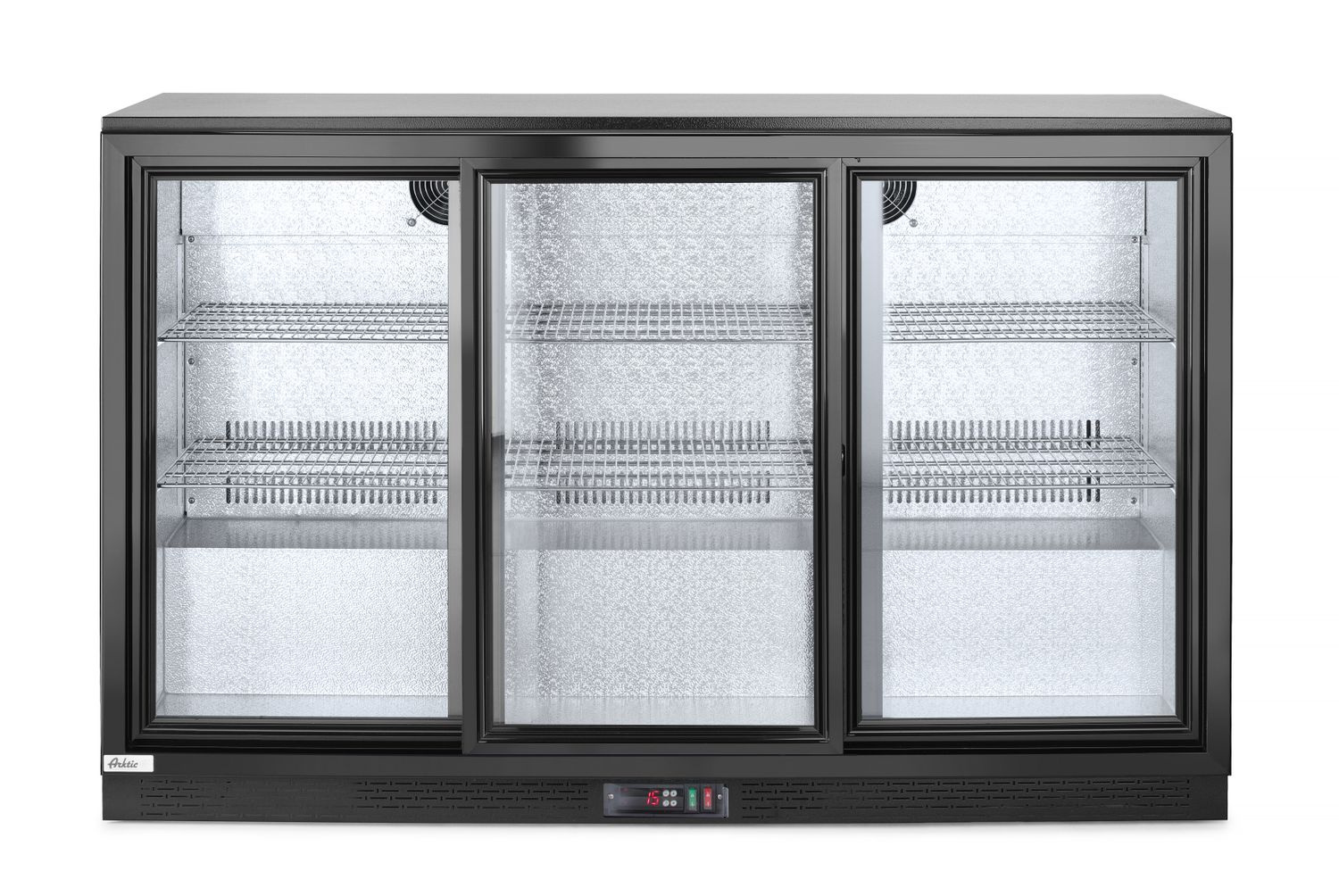 3 ajtós italhűtő bárhűtőszekrény 338 l, alumínium, fekete, 2-10°C | ARKTIC 235836