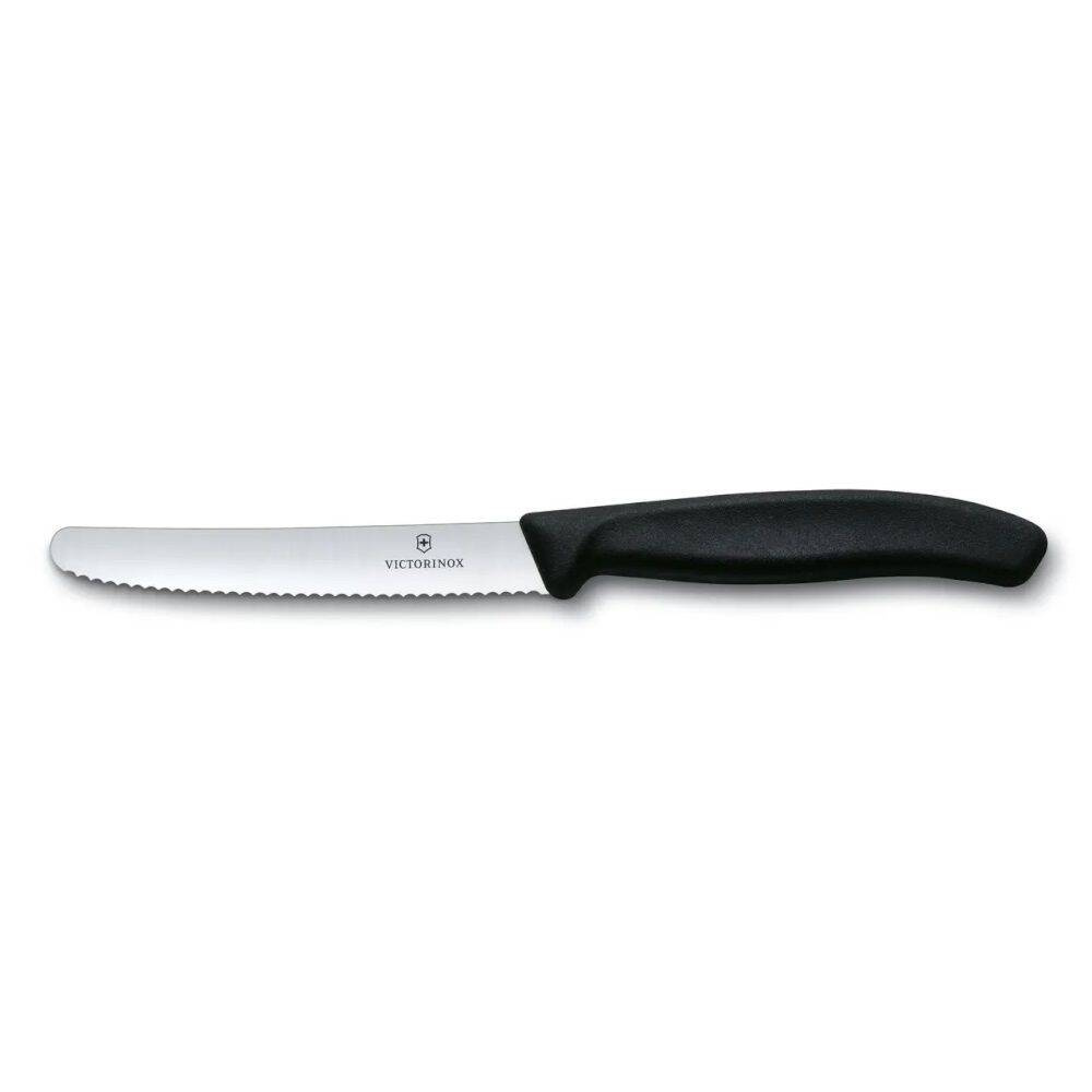 Swiss Classic zöldség- és gyümölcskés fogazott éllel, fekete, pengehossz 11 cm | VICTORINOX 6.7833