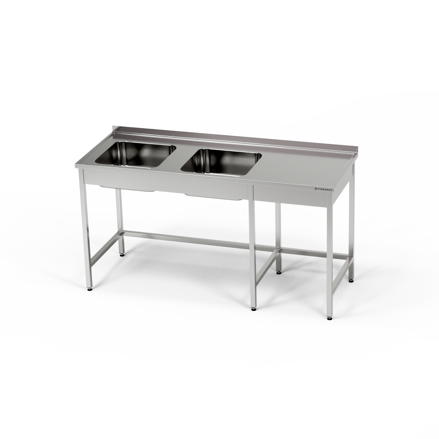 Rozsdamentes asztal 2 medencés mosogatóval 240x60x85 cm | FORGAST